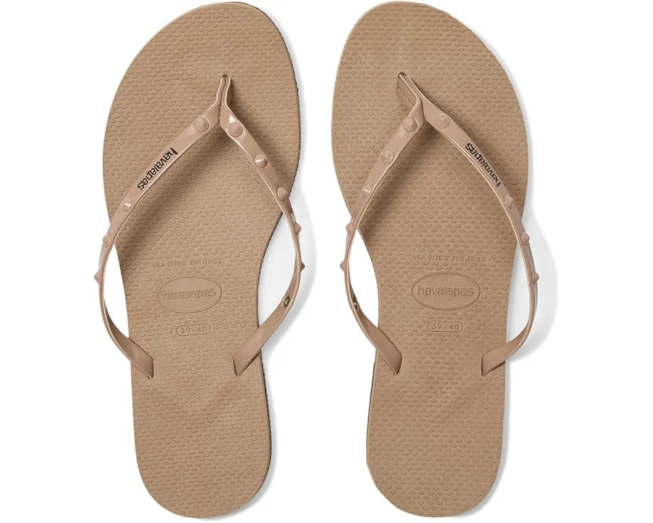 Шлепанцы Havaianas You Spike с шипами на ремешках и металлическим эффектом