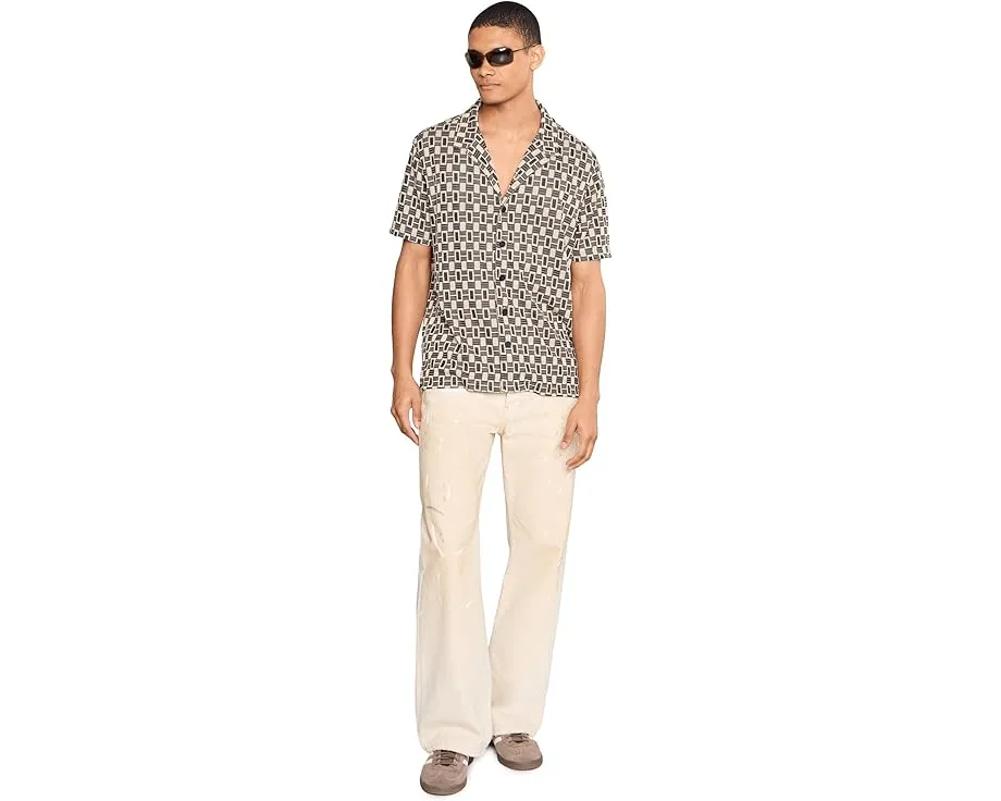 John Varvatos рубашка Sanford Camp Collar Light Khaki