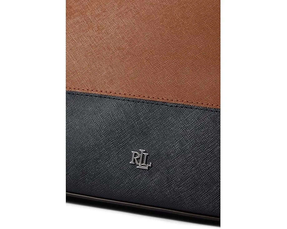 Большая полосатая кожаная сумка-сатчел Hanna от Lauren Ralph Lauren