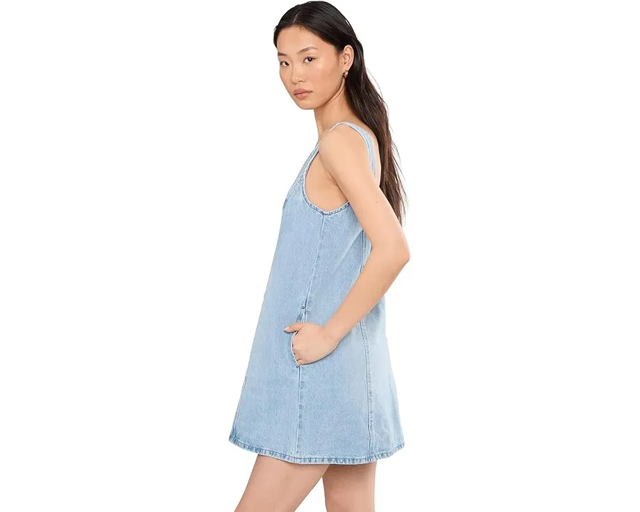Summertime Flare Denim Min Dress in Blue