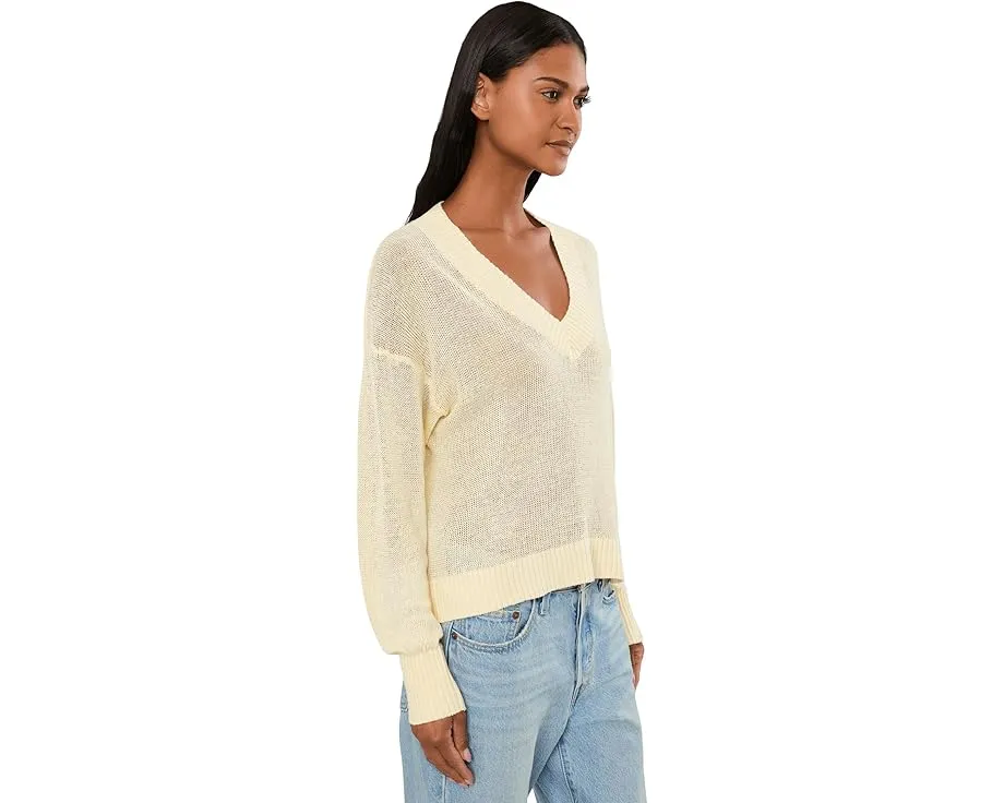 Льняной пуловер Arline с V-образным вырезом Madewell цвет Sheer Pineapple