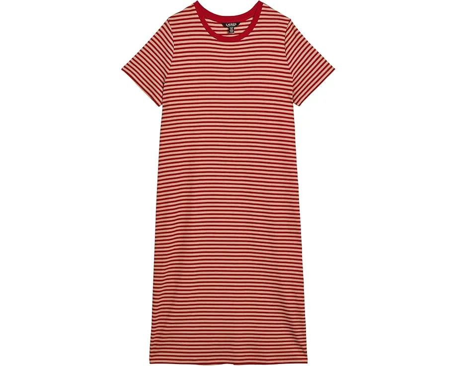 Платье-футболка Lauren Ralph Lauren плюс сайз в полоску из хлопкового микса с резинкой