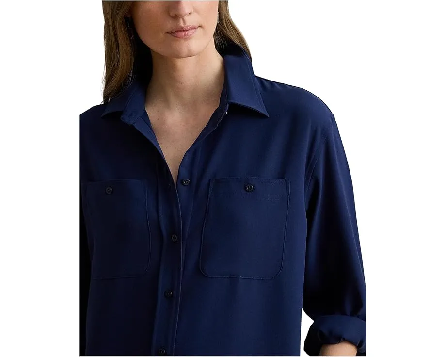 Платье-рубашка Double-Faced Georgette Shirtdress из жоржета Lauren Ralph Lauren