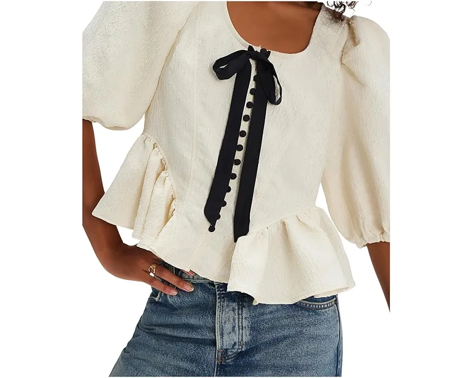 Блузка Free People Pamela Bow Top с бантом и пышными рукавами