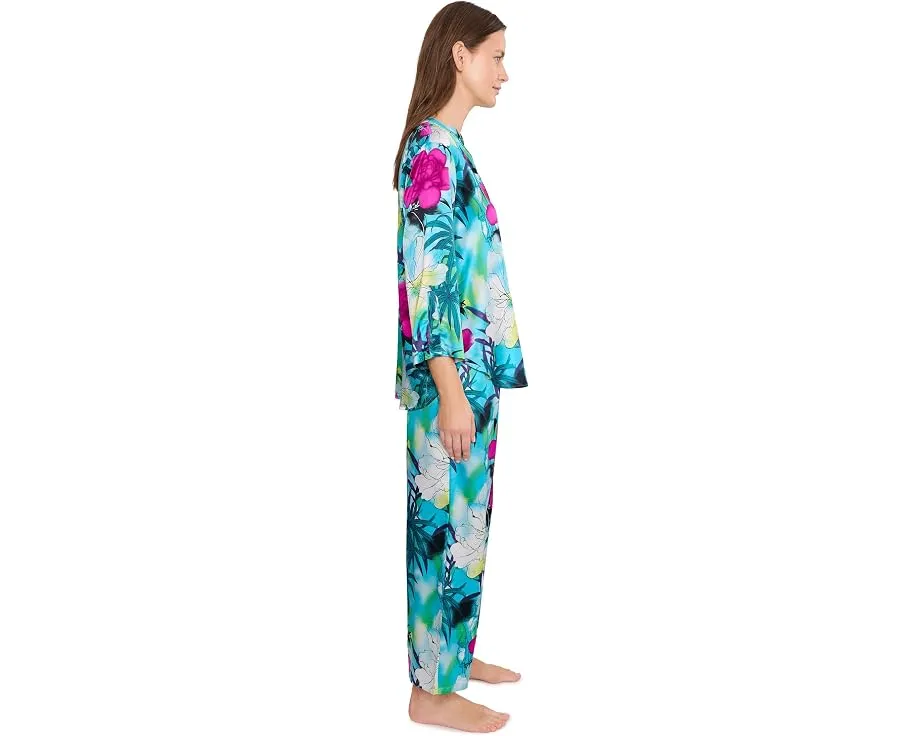 Пижама Natori Viva из сатина с принтом и мандариновым воротником