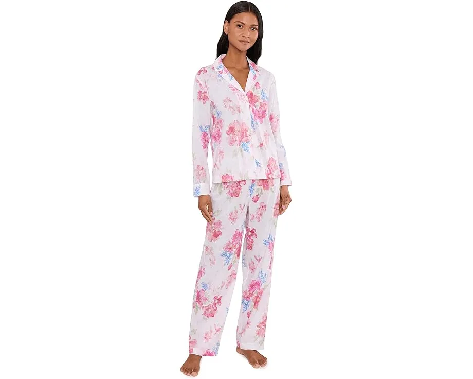 Long Sleeve Notch Collar Long Pants PJ Set