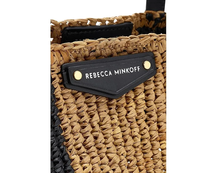 Мини сумка тоут Rebecca Minkoff Mini Tote из соломки с полосатым узором