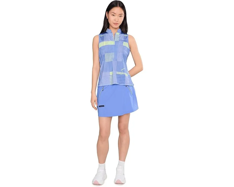 Топ Jamie Sadock с коротким рукавом воротником стойкой и молнией в геометрическую клетку