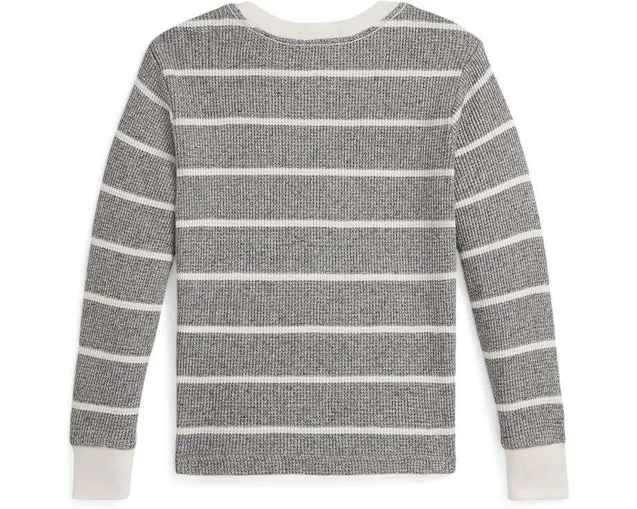 Хлопковая футболка в полоску Waffle с длинным рукавом Polo Ralph Lauren Kids для малышей и младших детей