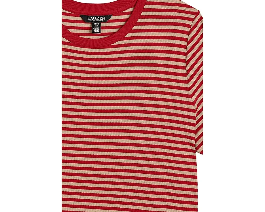 Платье-футболка Lauren Ralph Lauren плюс сайз в полоску из хлопкового микса с резинкой