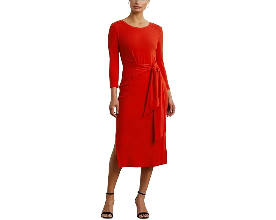 Платье миди Lauren Ralph Lauren из хлопковой смеси с завязкой на талии