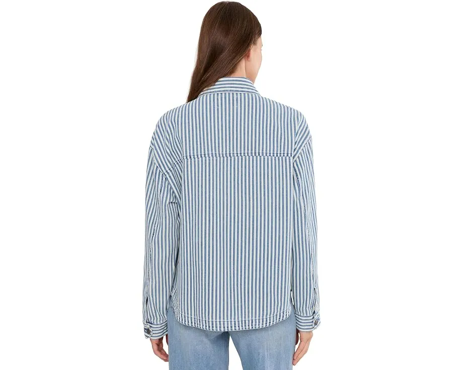 Джинсовая куртка KUT from the Kloth Ellie Stripe в полоску белая