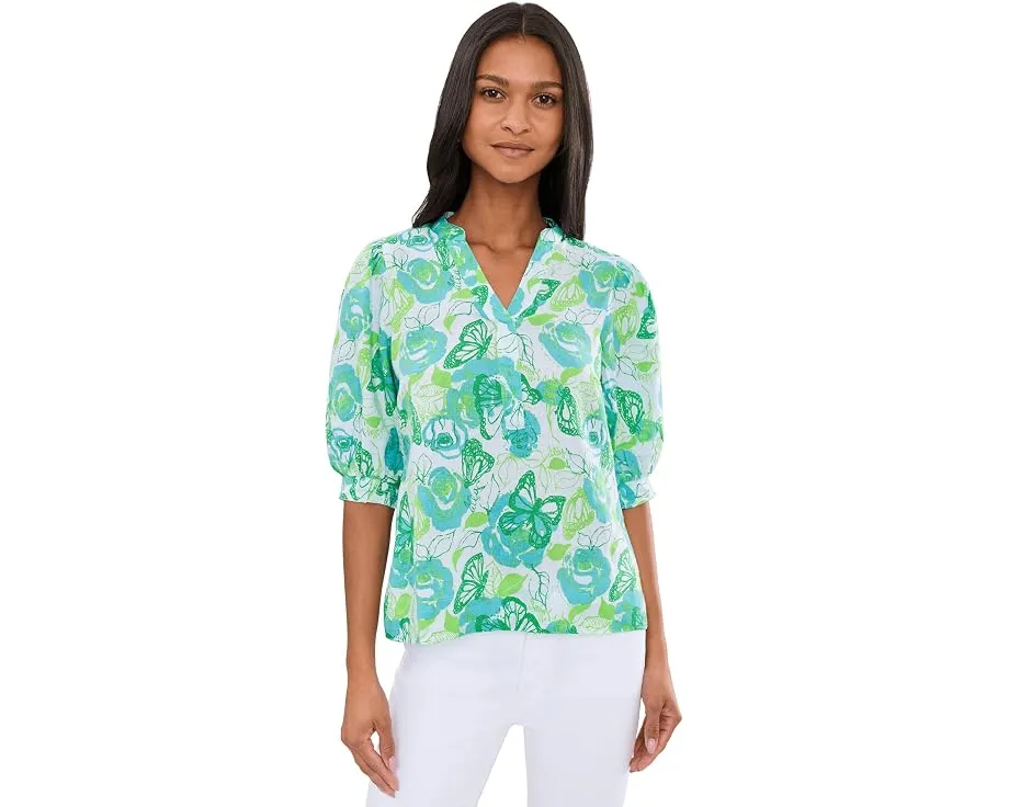 Топ Lilly Pulitzer Mialeigh с рукавом до локтя из льна