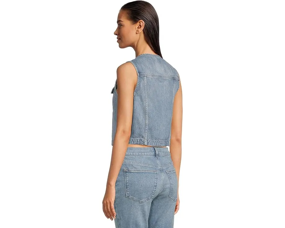 Топ-блуза Madewell из денима с пуговицами и круглым вырезом
