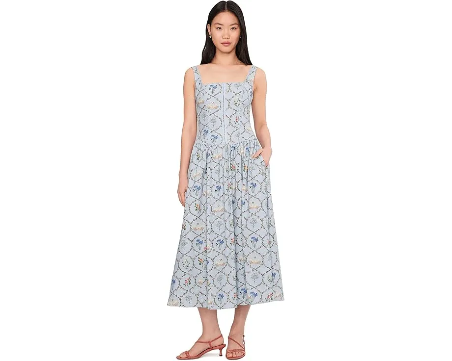 Миди-платье Avec Les Filles с лифом-корсетом и кружевными деталями