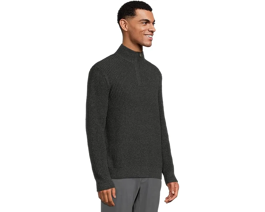 Свитер L.L.Bean из органического хлопка с вафельной вязкой и молнией на четверть