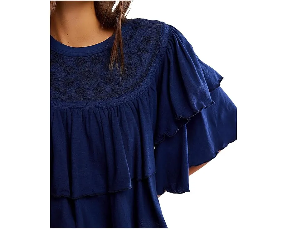 Футболка Free People Rose Party с ярусными рукавами и отделкой рюшами