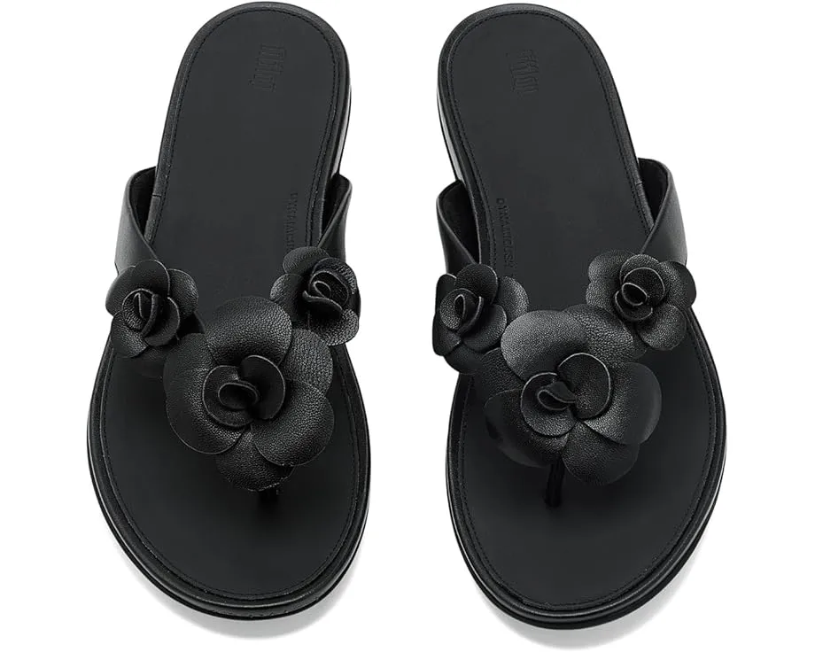 Шлепанцы FitFlop Gracie Flower Leather Flip-flops с цветочным принтом