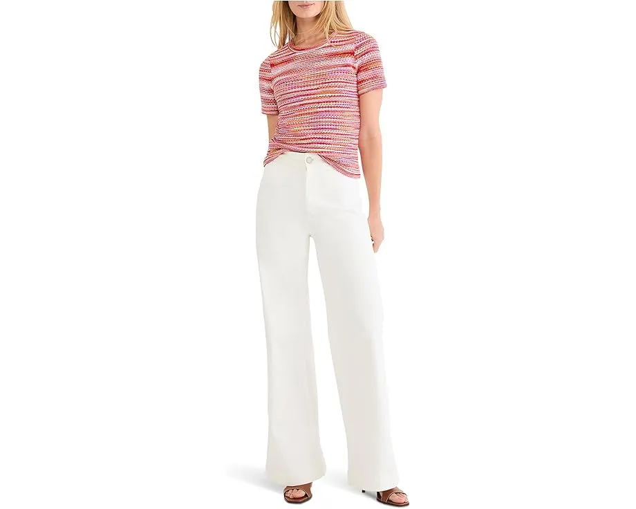 Свитер NIC+ZOE Spacedye с рельефным узором и коротким рукавом