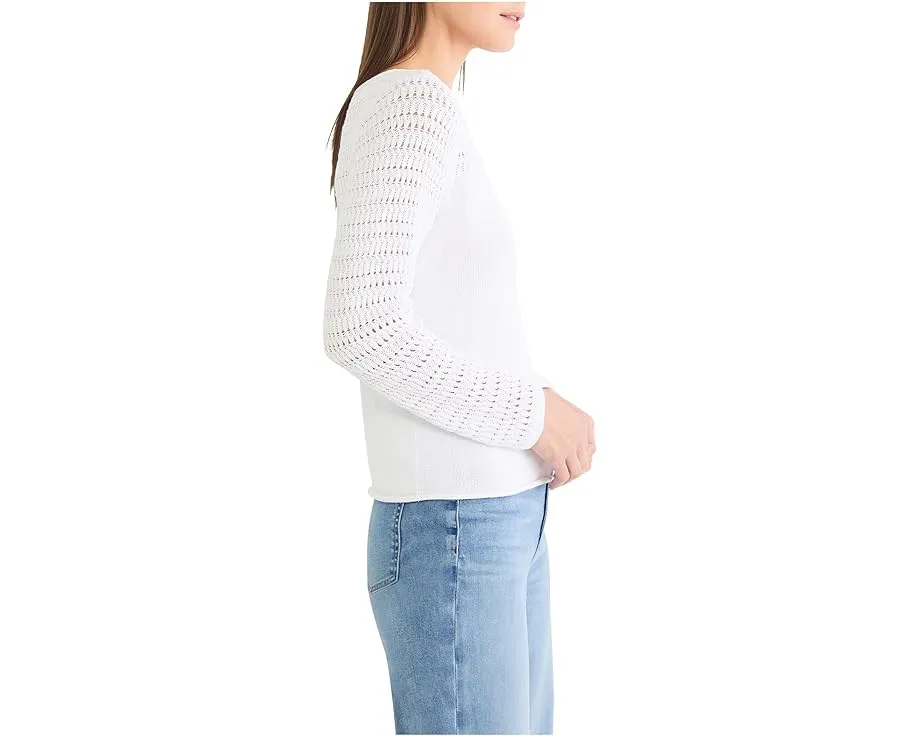 Свитер NIC+ZOE Petite с ажурными вставками и круглым вырезом