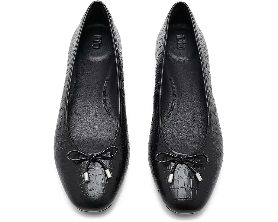Балетки Delicato Crocodile из кожи с принтом крокодила FitFlop