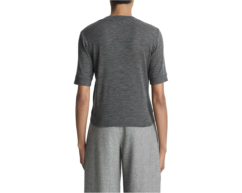 Футболка Vince с коротким рукавом и круглым вырезом зауженного кроя из мериносовой шерсти