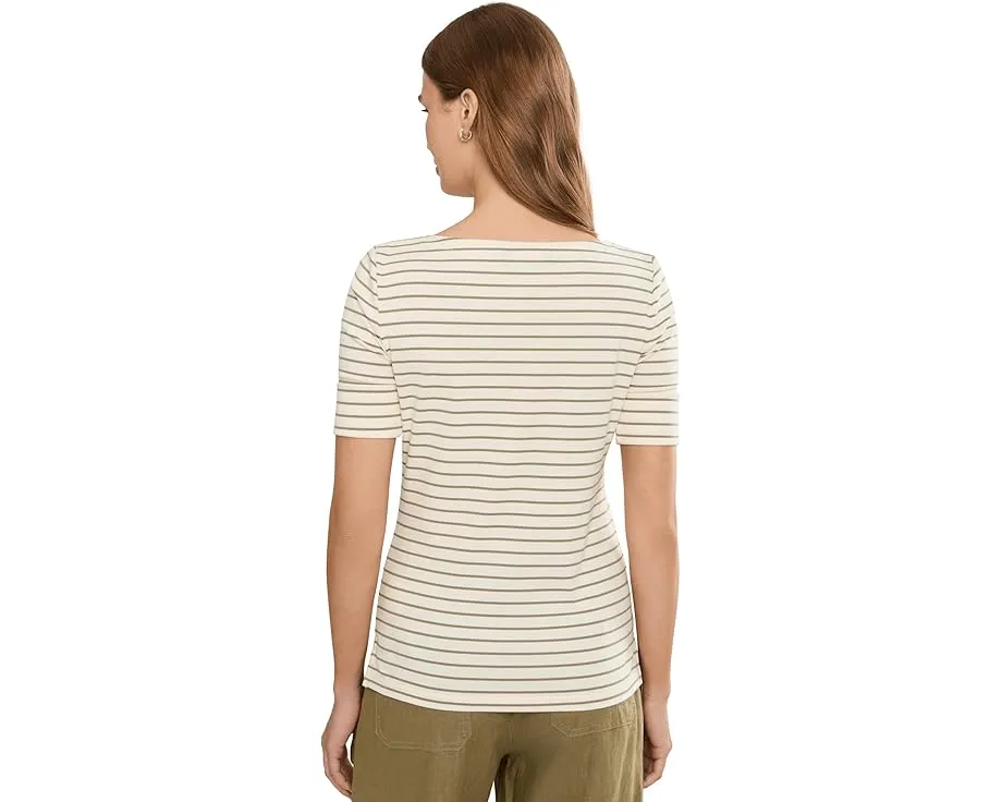 Футболка Petite Striped Stretch Cotton Boatneck Tee от Lauren Ralph Lauren