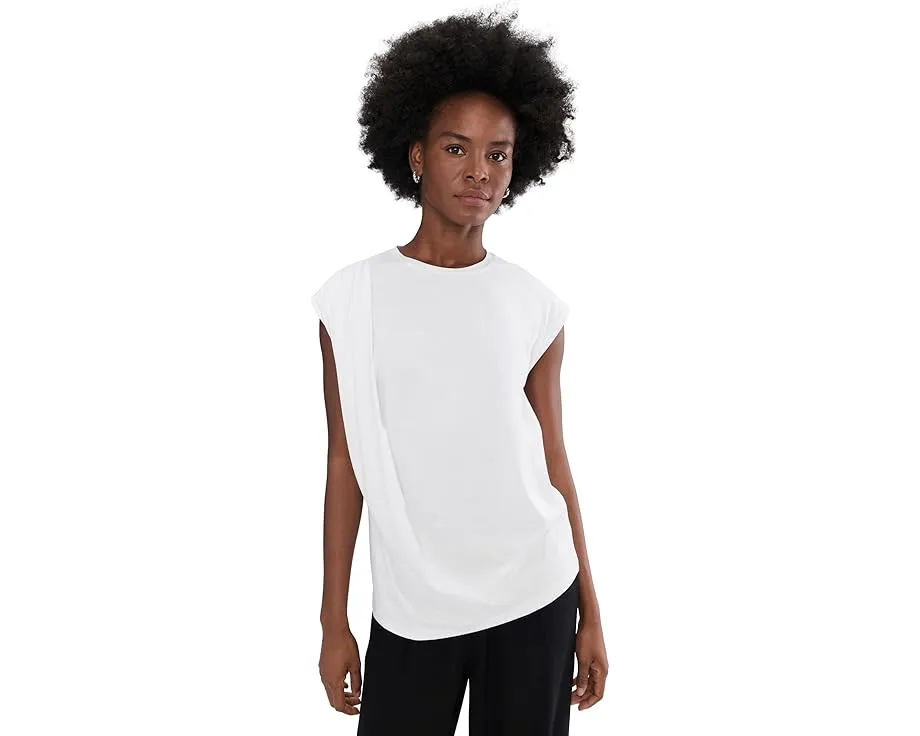 Топ Vince Relaxed Short Sleeve Drape Top с драпировкой на плече