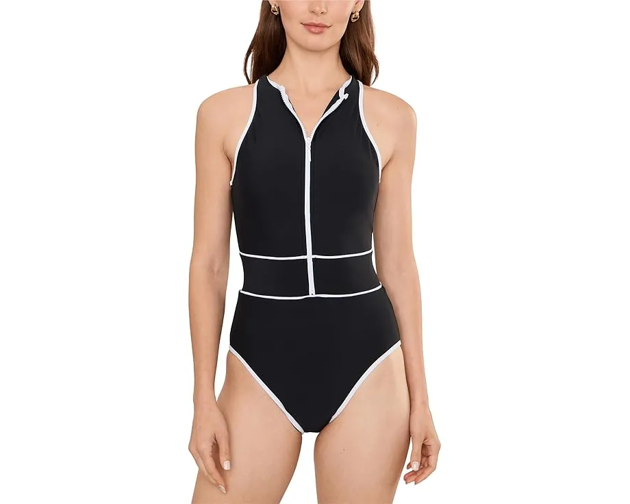 Спортивный купальник BECCA Shannon с высоким воротом и молнией спереди