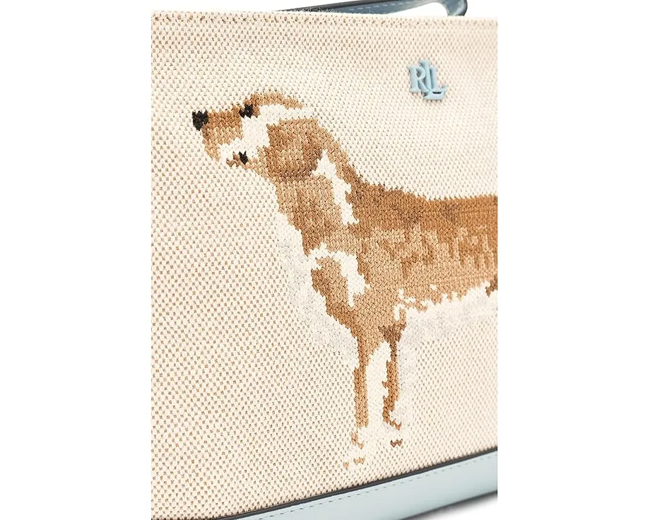 Большая сумка-косметичка Lauren Ralph Lauren из холста с вышивкой собачки