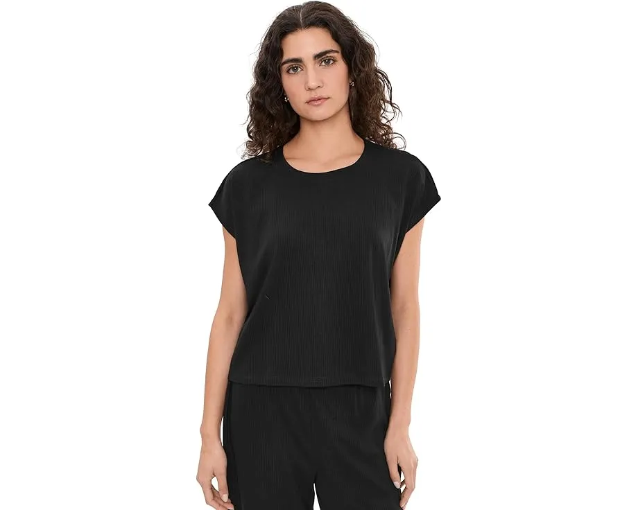 Eileen Fisher укороченный топ с ребристым воротником и короткими рукавами