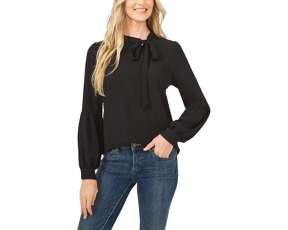 Блуза CeCe Long Sleeve с галстуком на шее и пышными рукавами