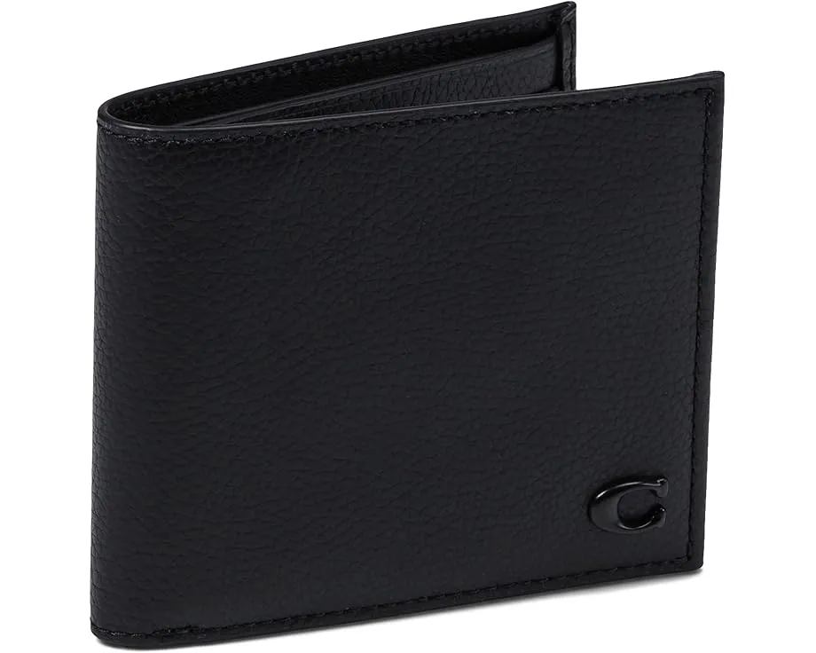 Кошелек COACH Refined Double Bill из кожи Pebble с филигранным логотипом C