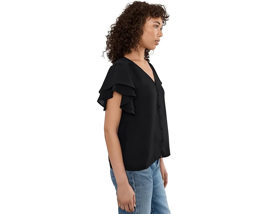 Топ CeCe с двойным рукавом флаттер и сборкой на плечах