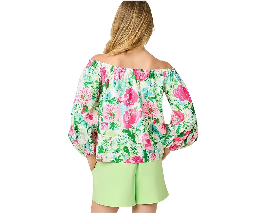 Топ с открытыми плечами Lilly Pulitzer Siloe с длинными рукавами на манжетах