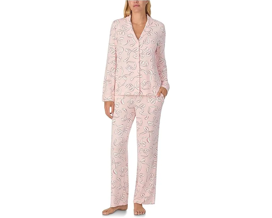 Пижамный комплект Kate Spade New York из велюрового джерси с длинным рукавом и лацканами