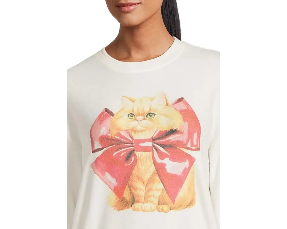 Свитшот P.J. Salvage Feline Festive с принтом кошки и манжетами