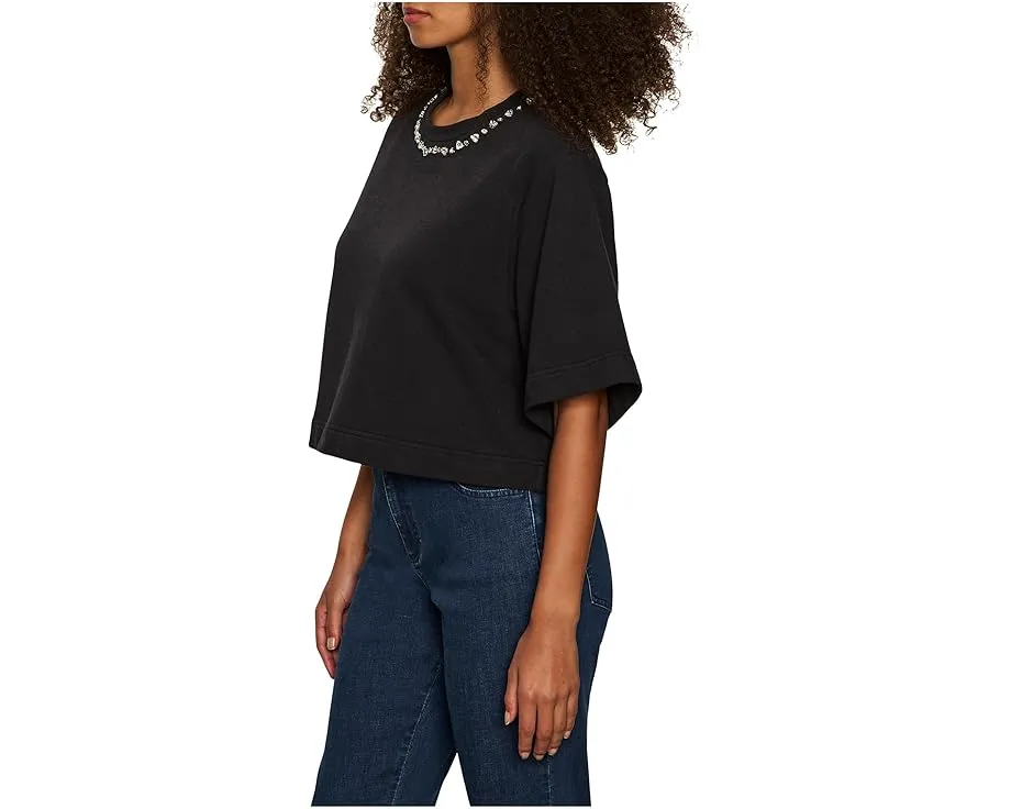 Sanctuary укороченная футболка с декором на горловине