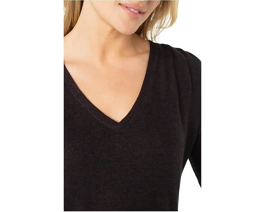 Liverpool Los Angeles топ с длинным рукавом V-образным вырезом и сборками