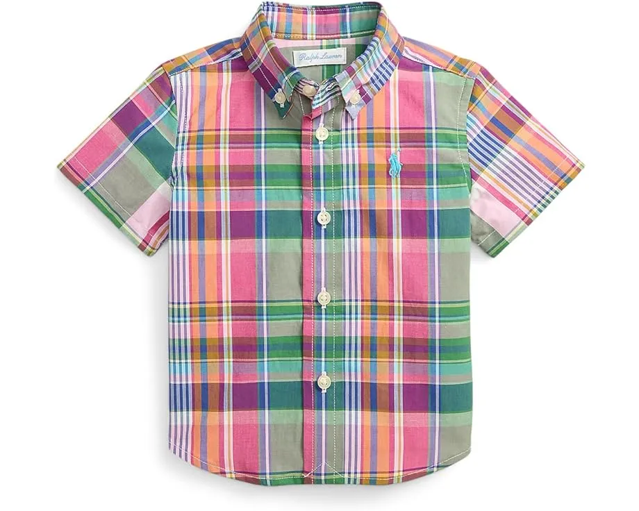 Рубашка Polo Ralph Lauren Kids из хлопкового поплина в клетку для младенцев