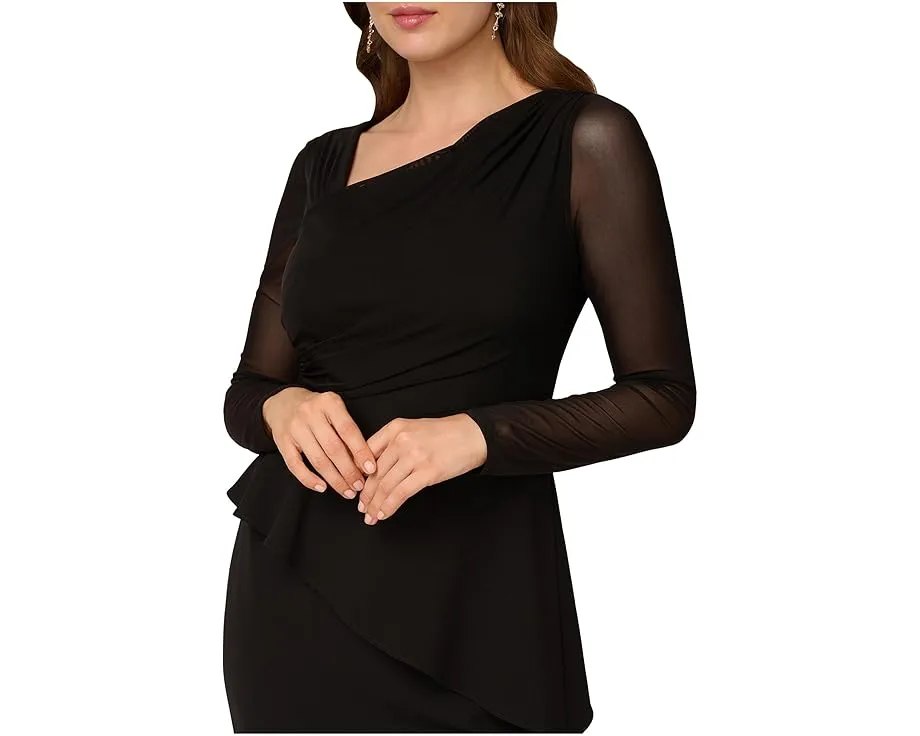 Платье Adrianna Papell из крепа с асимметричным вырезом и пеплумом