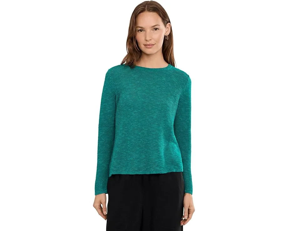 Свитер Eileen Fisher с круглой горловиной из смеси органического льна и хлопка