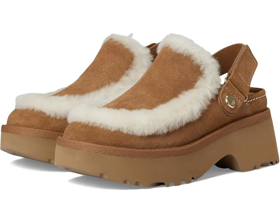UGG Esmee Clogs сабо из замши с регулируемым ремешком и меховой оторочкой