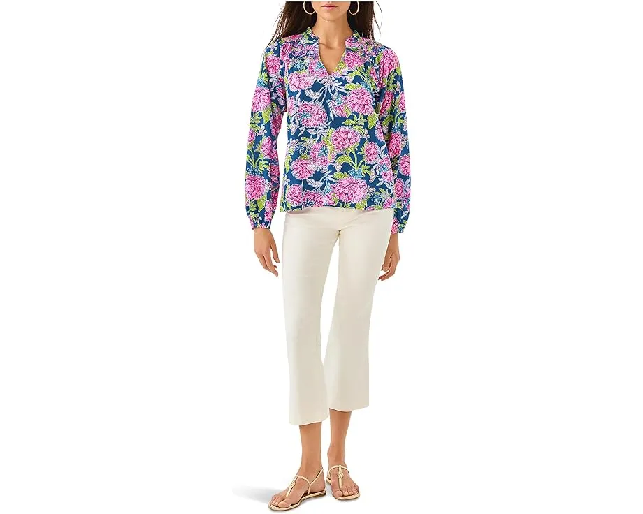 Блуза Lilly Pulitzer Lourdes с длинными рукавами и V-образным вырезом