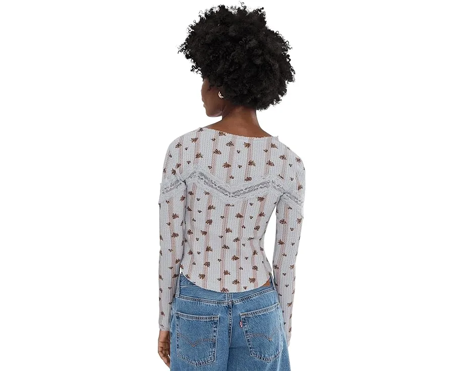 Кардиган Let's Party Cardi-Print с кружевной отделкой и квадратным вырезом Free People