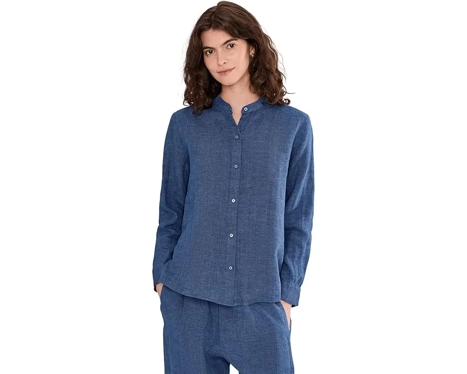 Блуза Eileen Fisher с воротником-стойкой из выстиранного органического льна