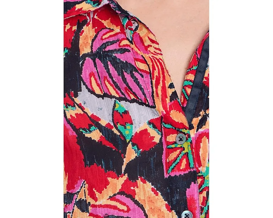 Блуза Kauai Garden Cotton Crinkle от NIC+ZOE с принтом и завязкой