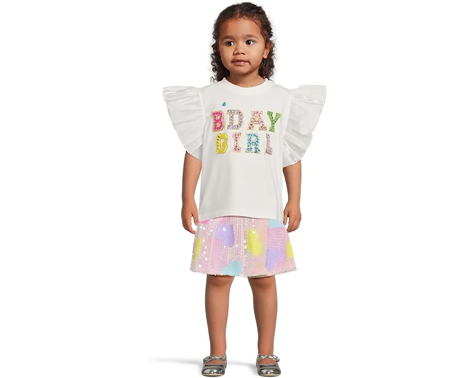 Футболка Lola and The Boys Birthday Girl Gem с рюшами на рукавах