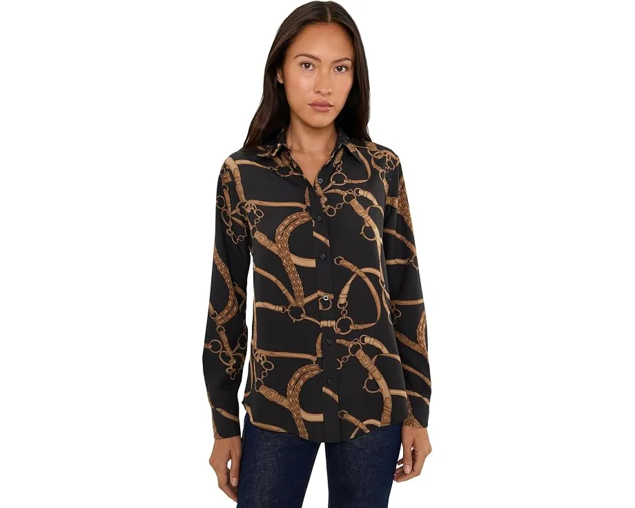 Блуза Petite Classic Fit с поясным принтом из крепа Lauren Ralph Lauren