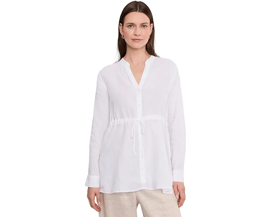 Petite Organic Handkerchief Linen Long Shirt With Drawstring
